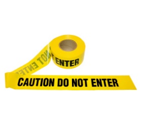 Tape, Barricade, Color Yellow, Caution Do No Enter, Economy Grade - Latex, Supported